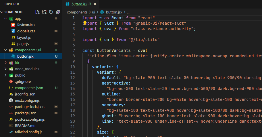 shadcn button component in nextjs